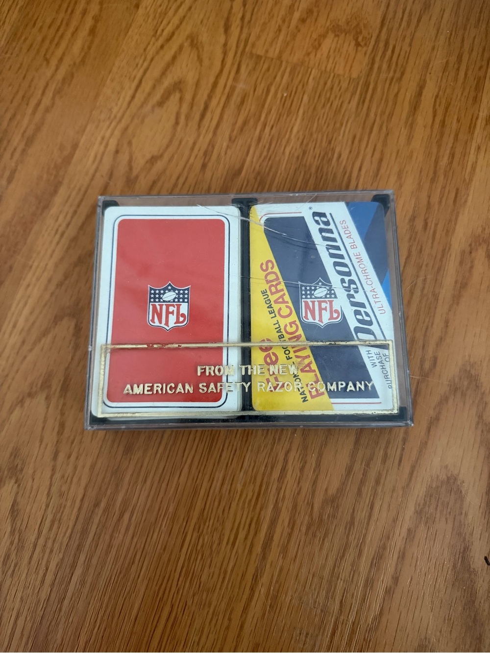 Vintage NFL Personna Playing Card Set Sealed & Open Deck w/ Display Case